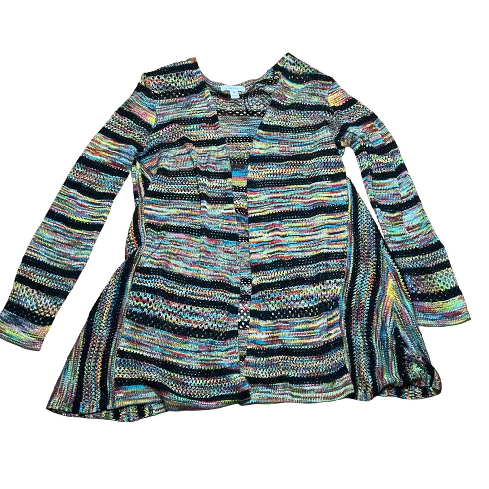 John Paul Richard Womens Multicolor Space Dye Open Front Cardigan Sweater M
